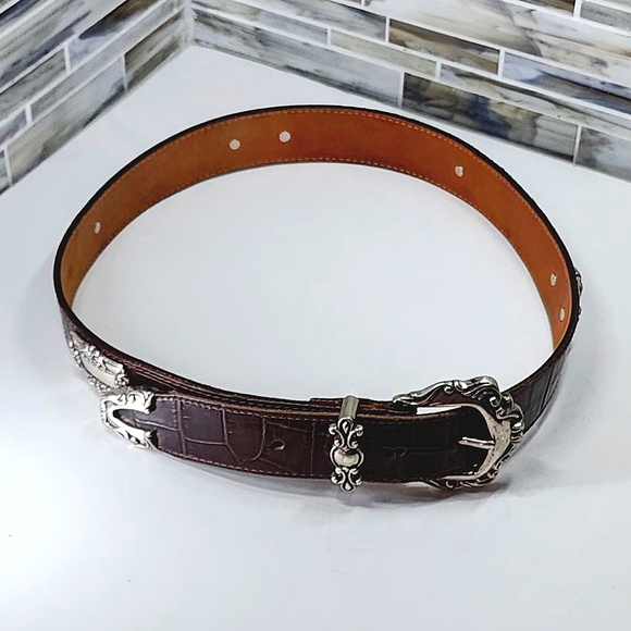 Vintage Brighton Silver on Brown Belt - Picture 2 of 6